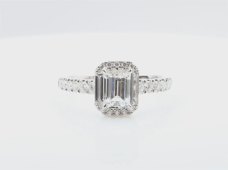 天然ダイヤモンドリング 1.496ct Emerald 18KWG 映像