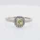 18KWG Cushion Fancy Green Yellow Diamond Ring - 0.97ct