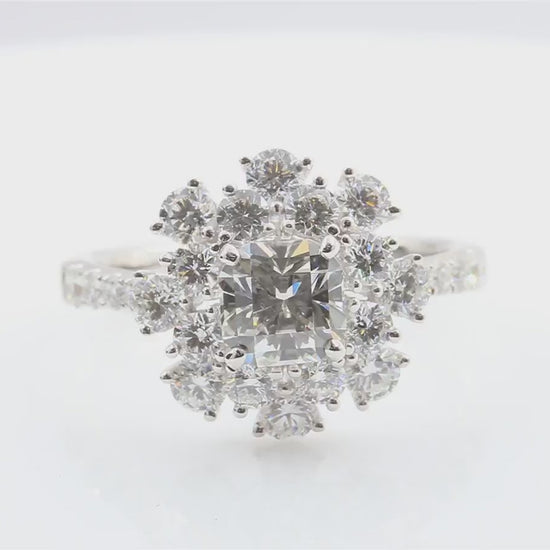 天然ダイヤモンドリング ほぼ無色 クッション SI1 1.07ct 映像