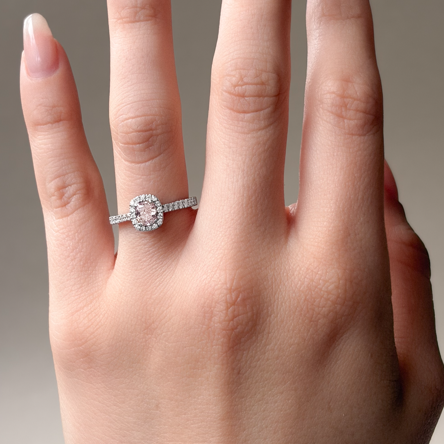 Mael Cushion Faint Pink Natural Diamond Ring - 0.795ct