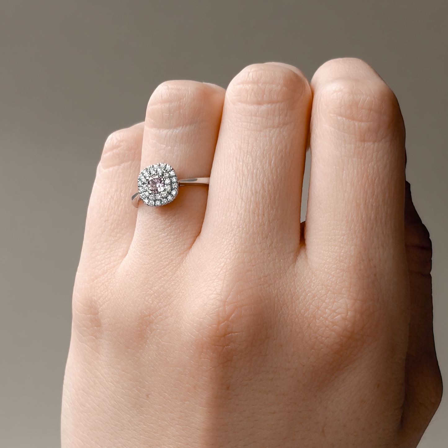 Mael Cushion Faint Pink Diamond Ring - 0.419ct 