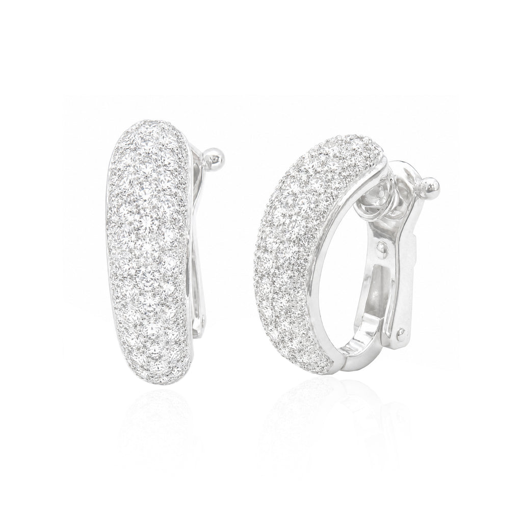 18K Diamond Pave Hoop Earrings - 1.4ct