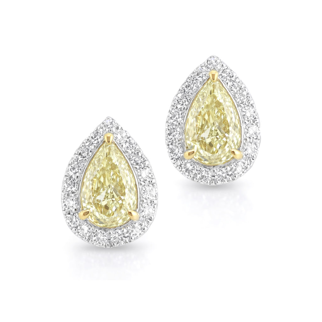 PT900 イエローダイヤモンドイヤリング 0.8ct Light Yellow SI1 ペア