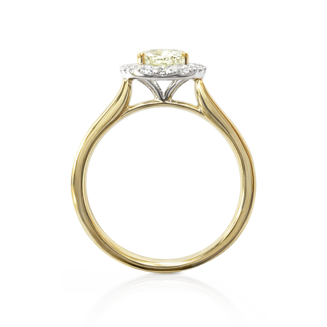 18K Oval-cut Fancy Light Yellow Diamond Ring - 1.547ct