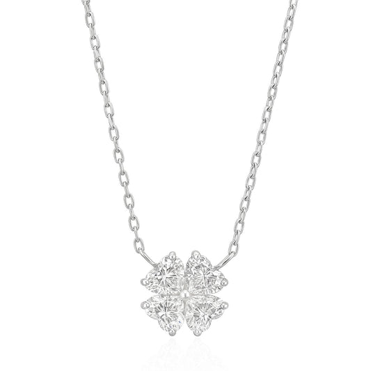 18K 花柄 無色ダイヤモンドペンダント 0.615ct