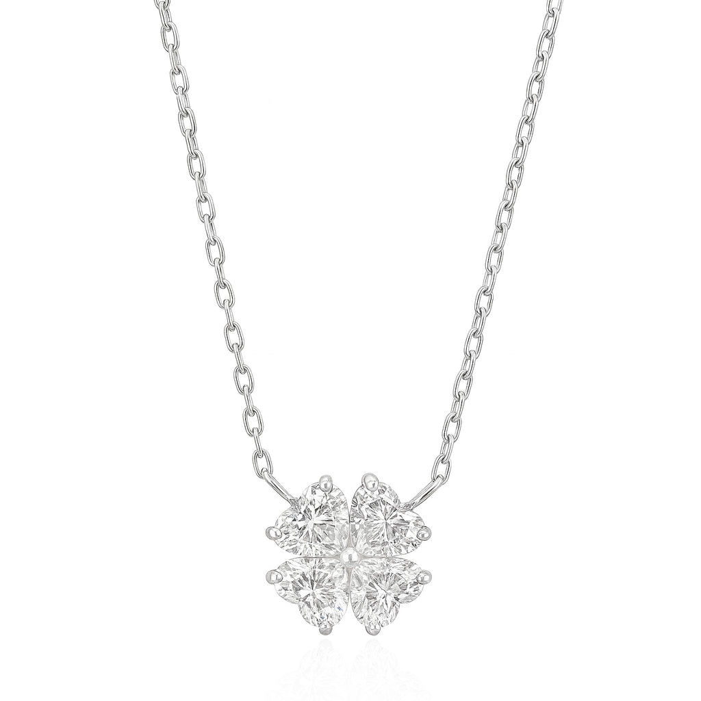 18K 花柄 無色ダイヤモンドペンダント 0.615ct