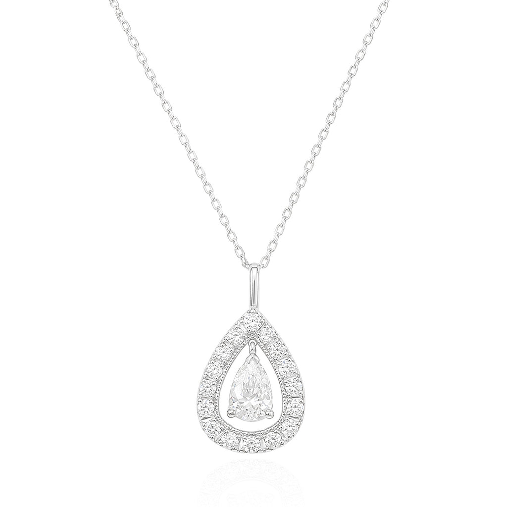 PT850/950 Colorless Diamond Pendant Pear Necklace - 1.024ct