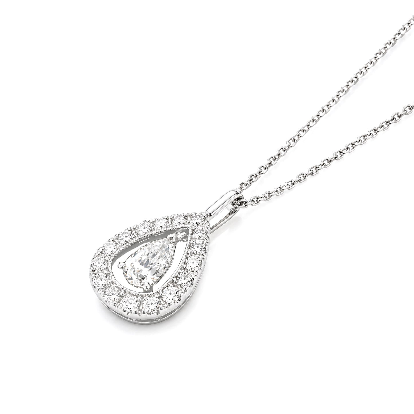 PT850/950 Colorless Diamond Pendant Pear Necklace - 1.024ct