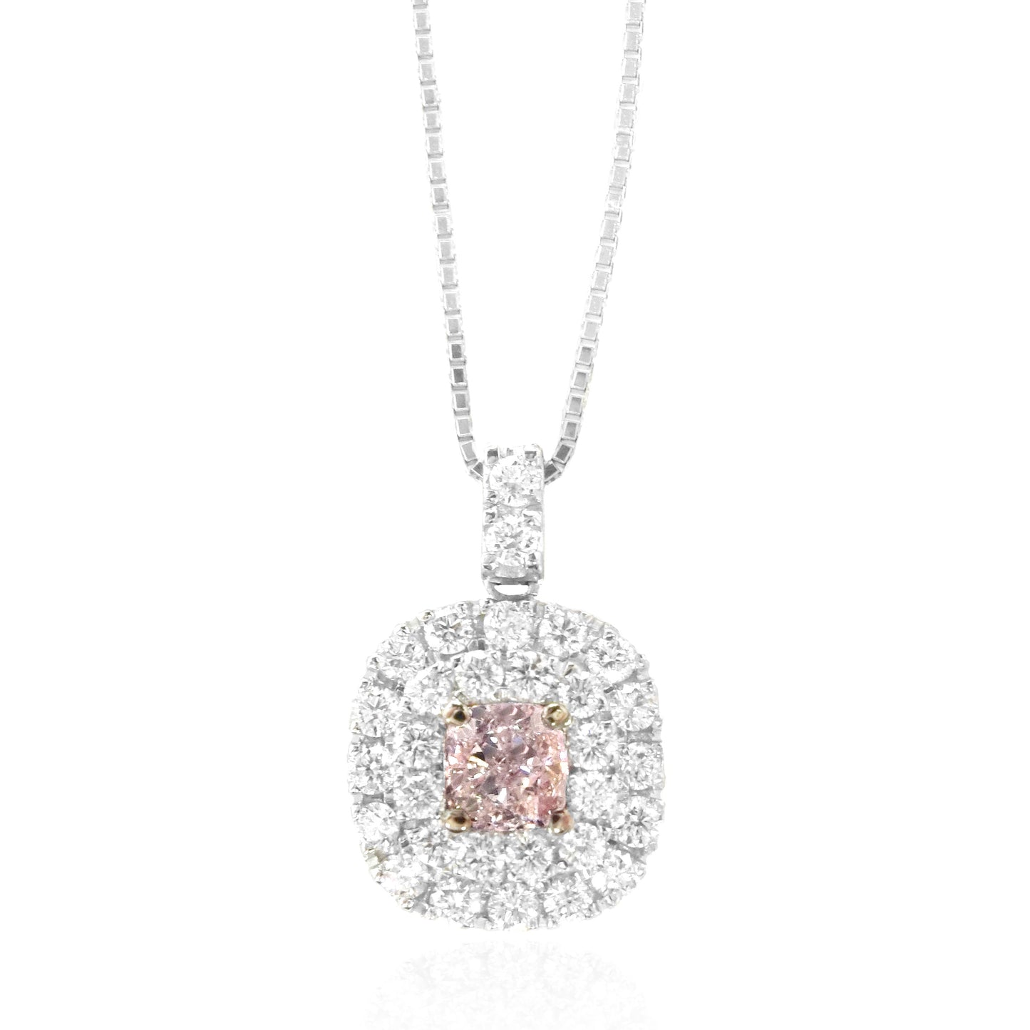 Mael Very Light Purplish Pink Cushion Diamond Necklace - 0.71ct