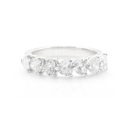 PT900 Heart Cut Half Eternity Diamond Ring 1.477ct