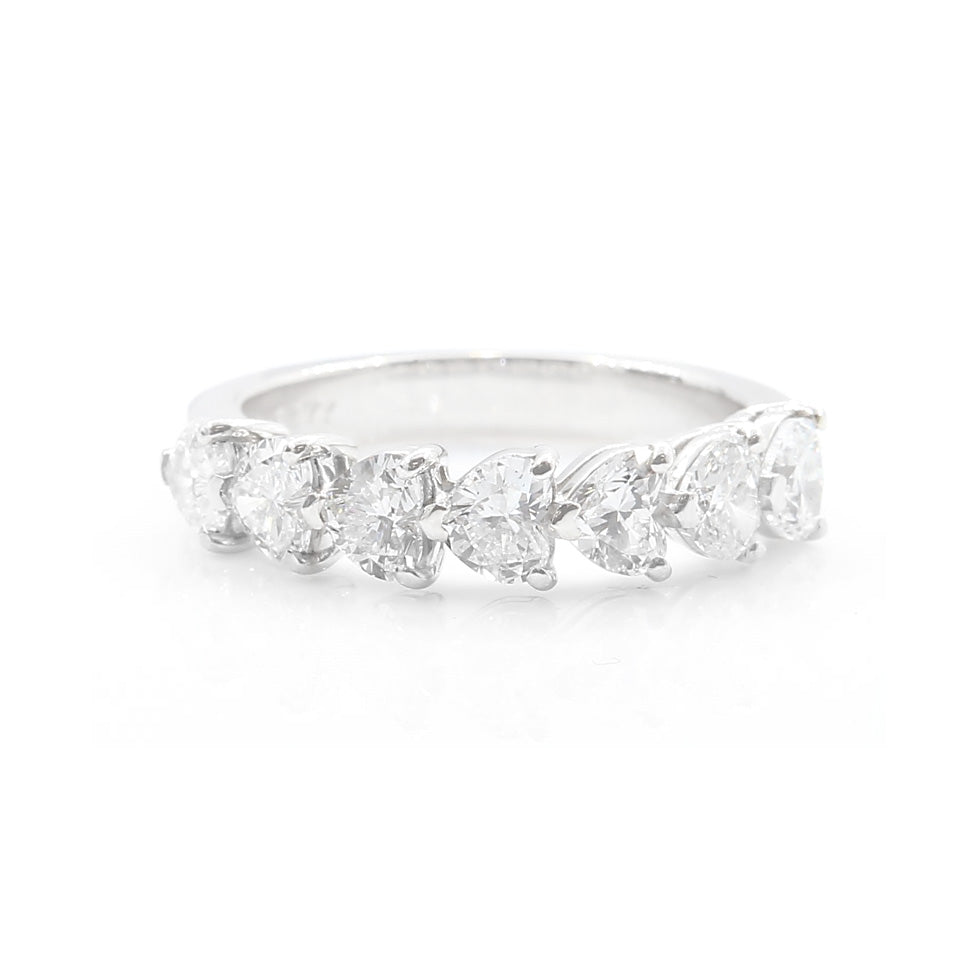 PT900 Heart Cut Half Eternity Diamond Ring 1.477ct