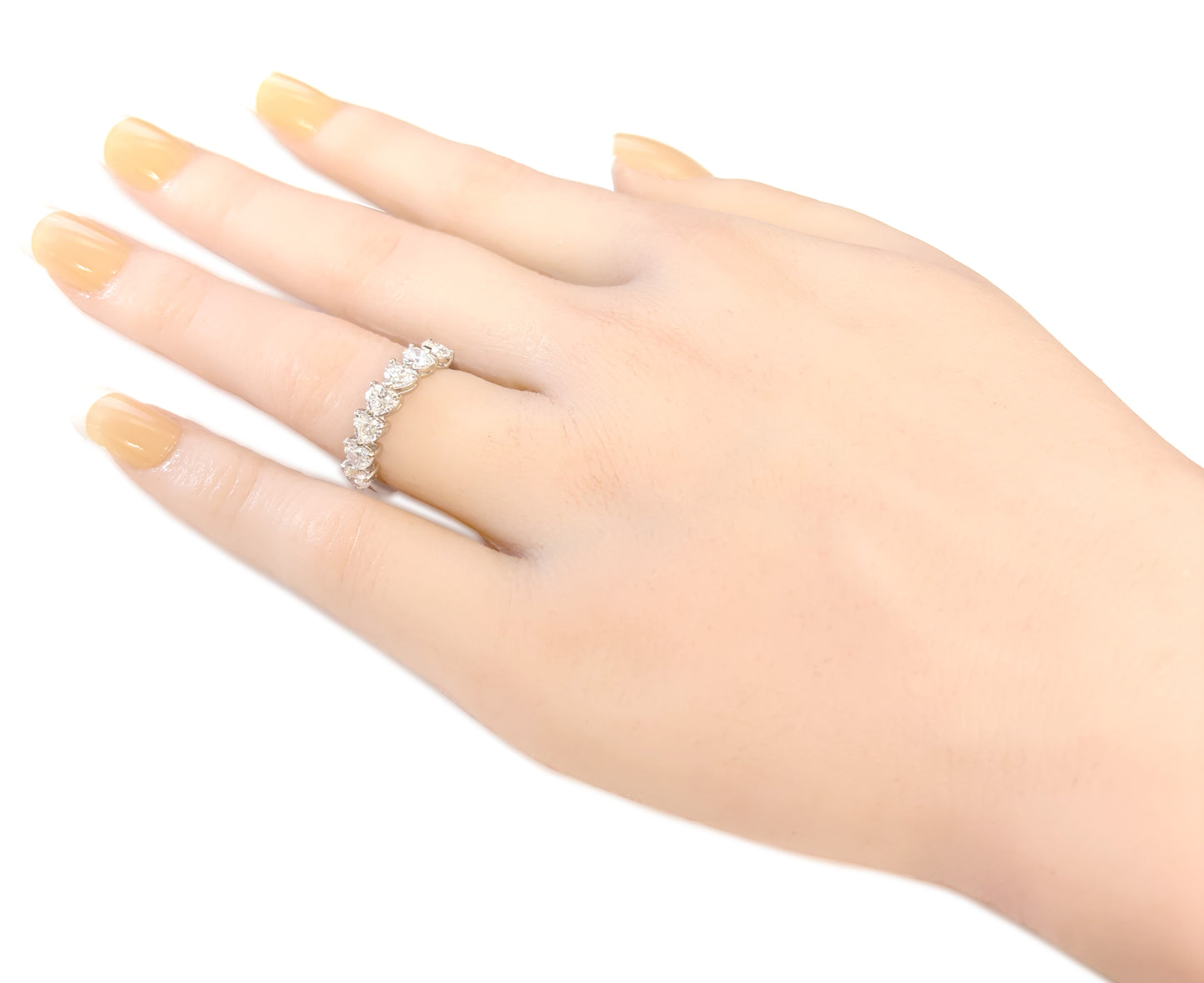 PT900 Heart Cut Half Eternity Diamond Ring 1.477ct