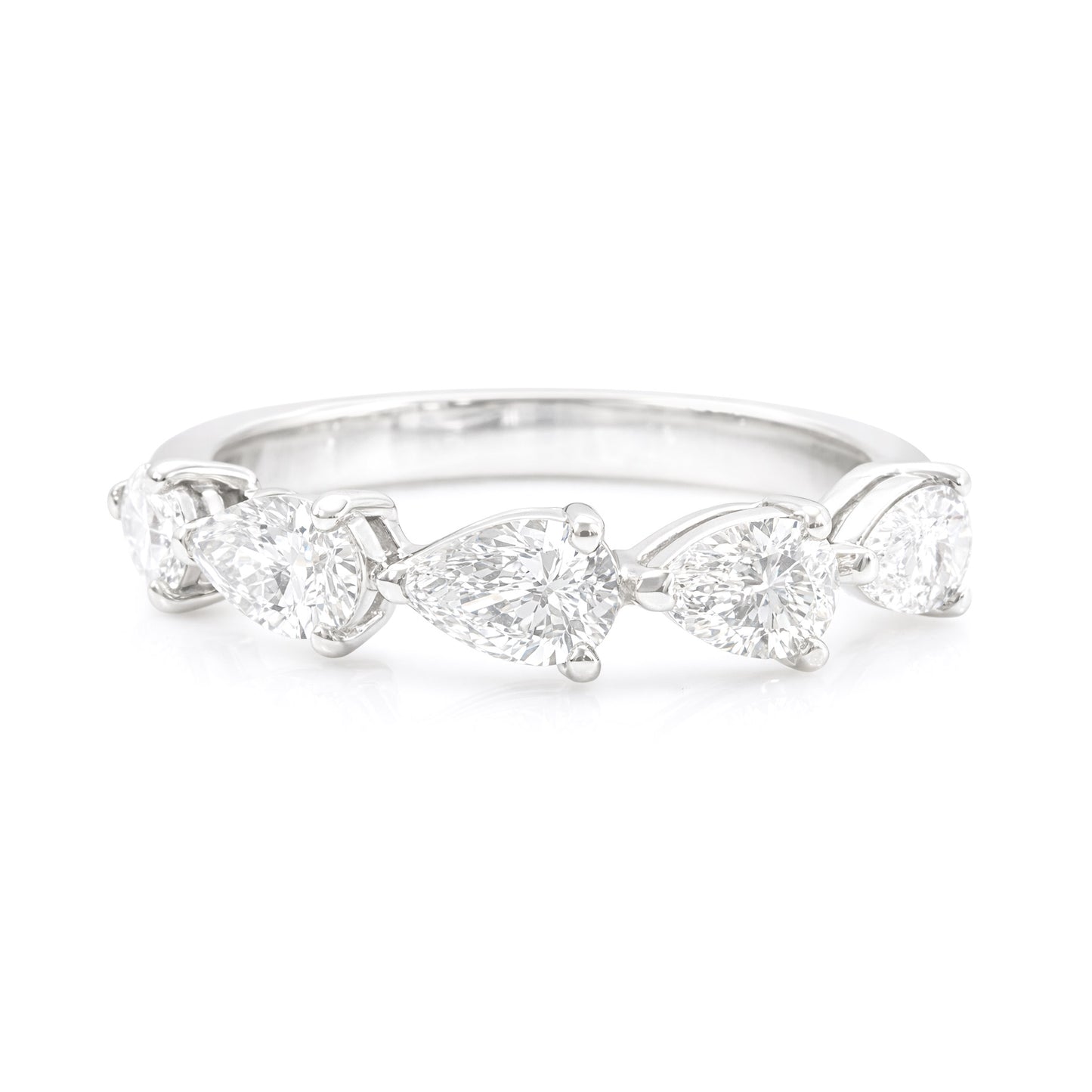 PT900 5 Stone Pear Cut Half Eternity Diamond Ring 1.22ct