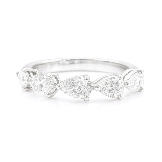 PT900 5 Stone Pear Cut Half Eternity Diamond Ring 1.22ct