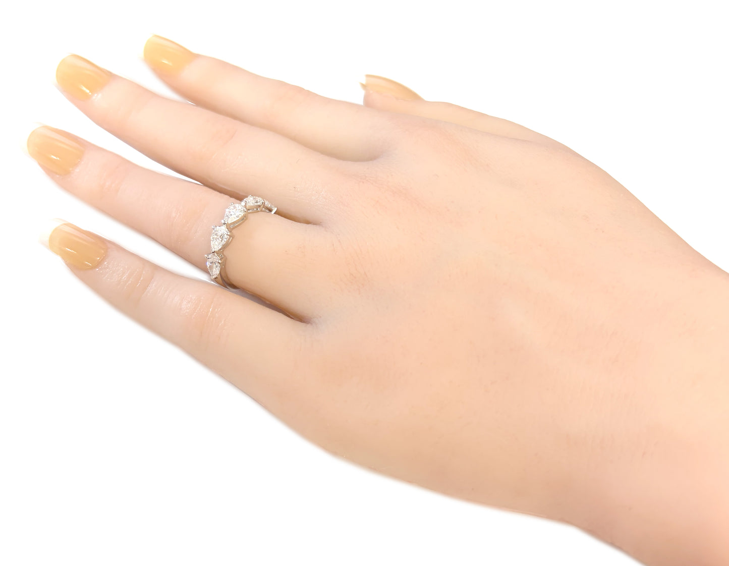 PT900 5 Stone Pear Cut Half Eternity Diamond Ring 1.22ct
