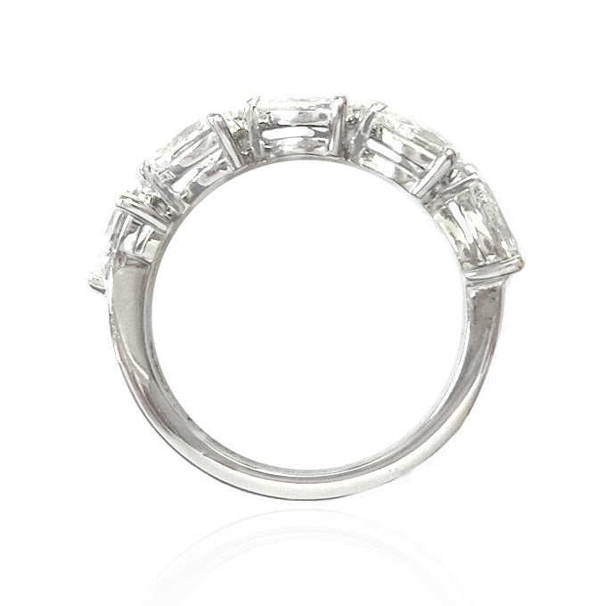 PT900 5 Stone Pear Cut Half Eternity Diamond Ring 1.22ct