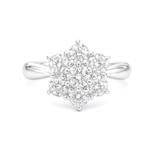 PT900 Flower Design Diamond Ring 1ct