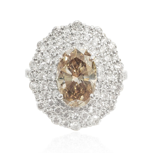 Oval Fancy Yellowish Brown Diamond Ring - 2.928ct  