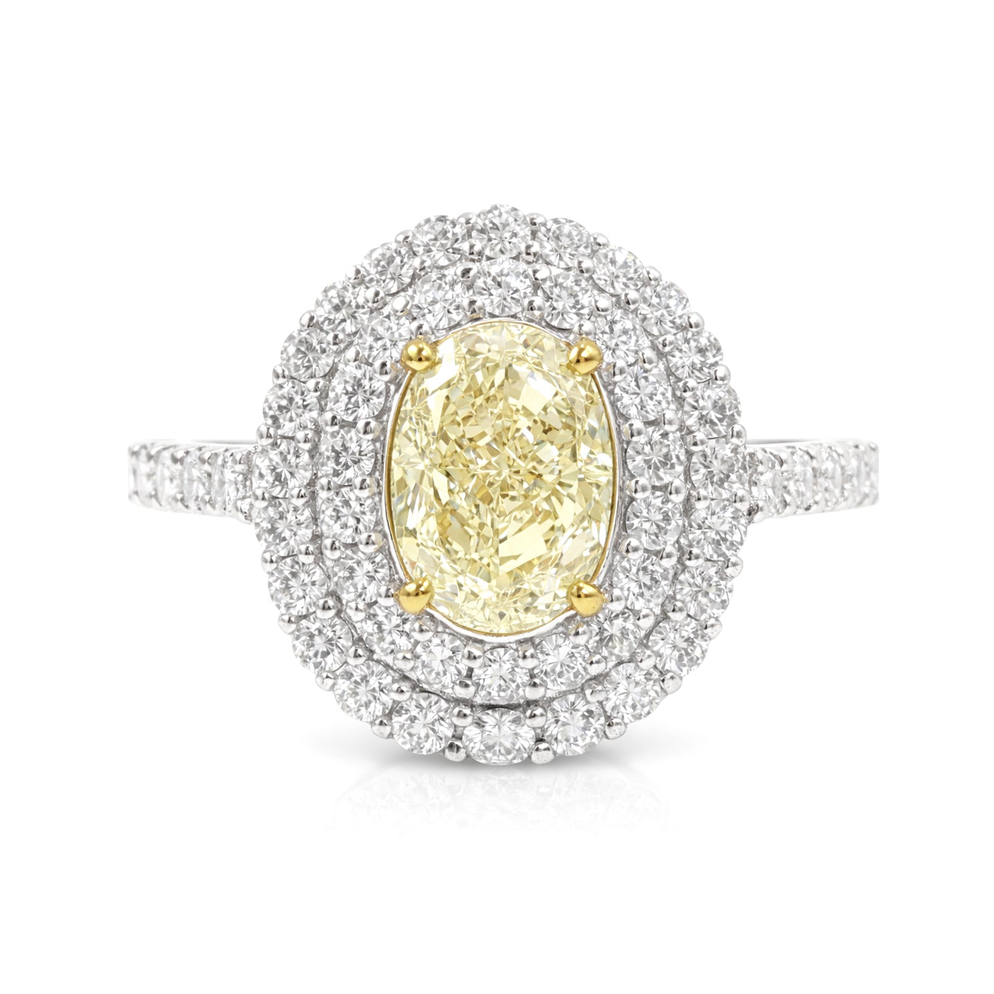 Oval Light Yellow Diamond Ring - 2.158ct