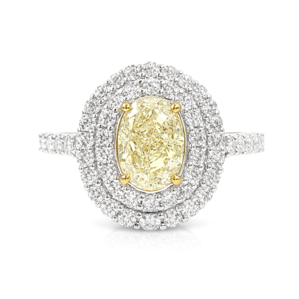 Oval Light Yellow Diamond Ring - 2.158ct