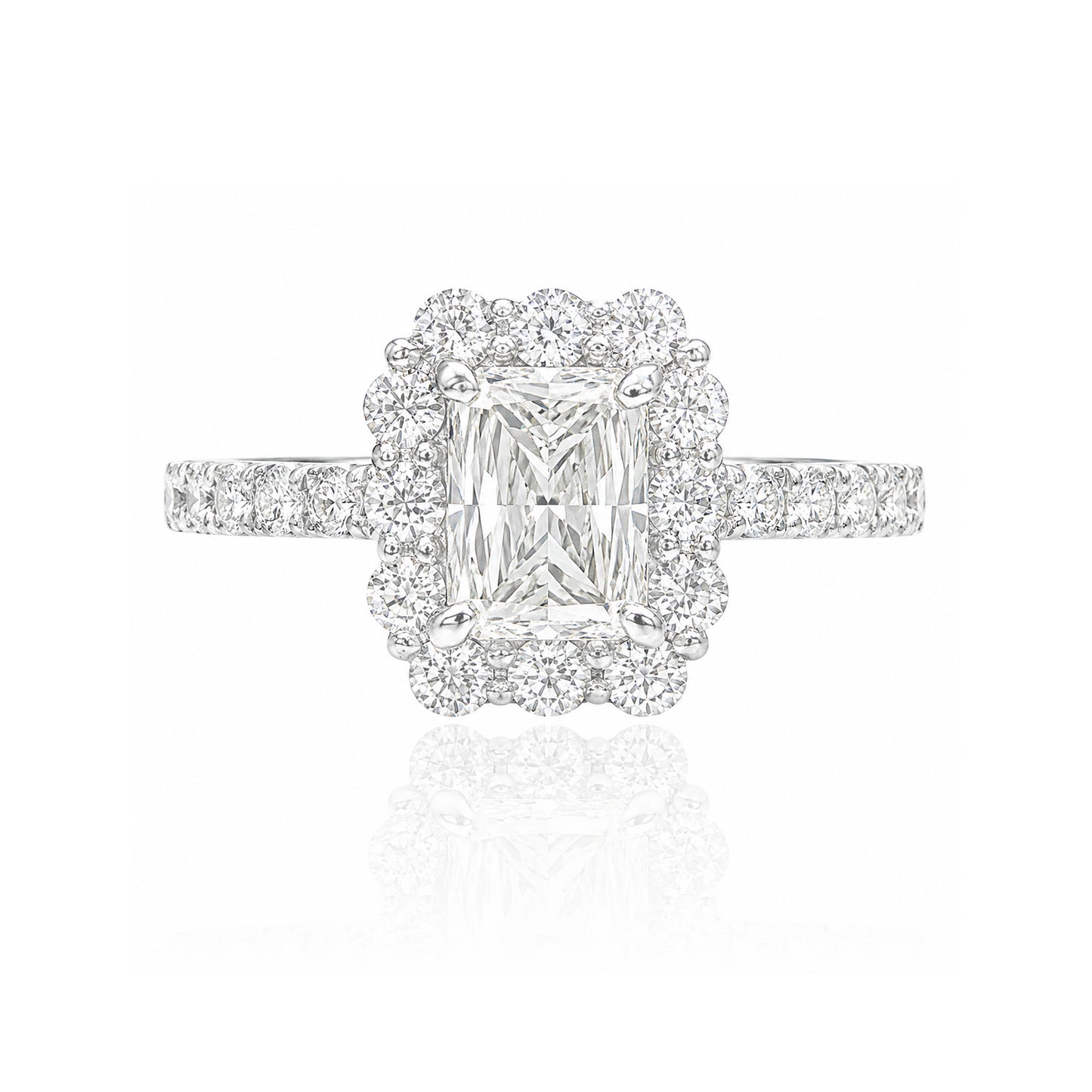 PT950 Radiant-cut Near Colorless Diamond Ring - 1.291ct