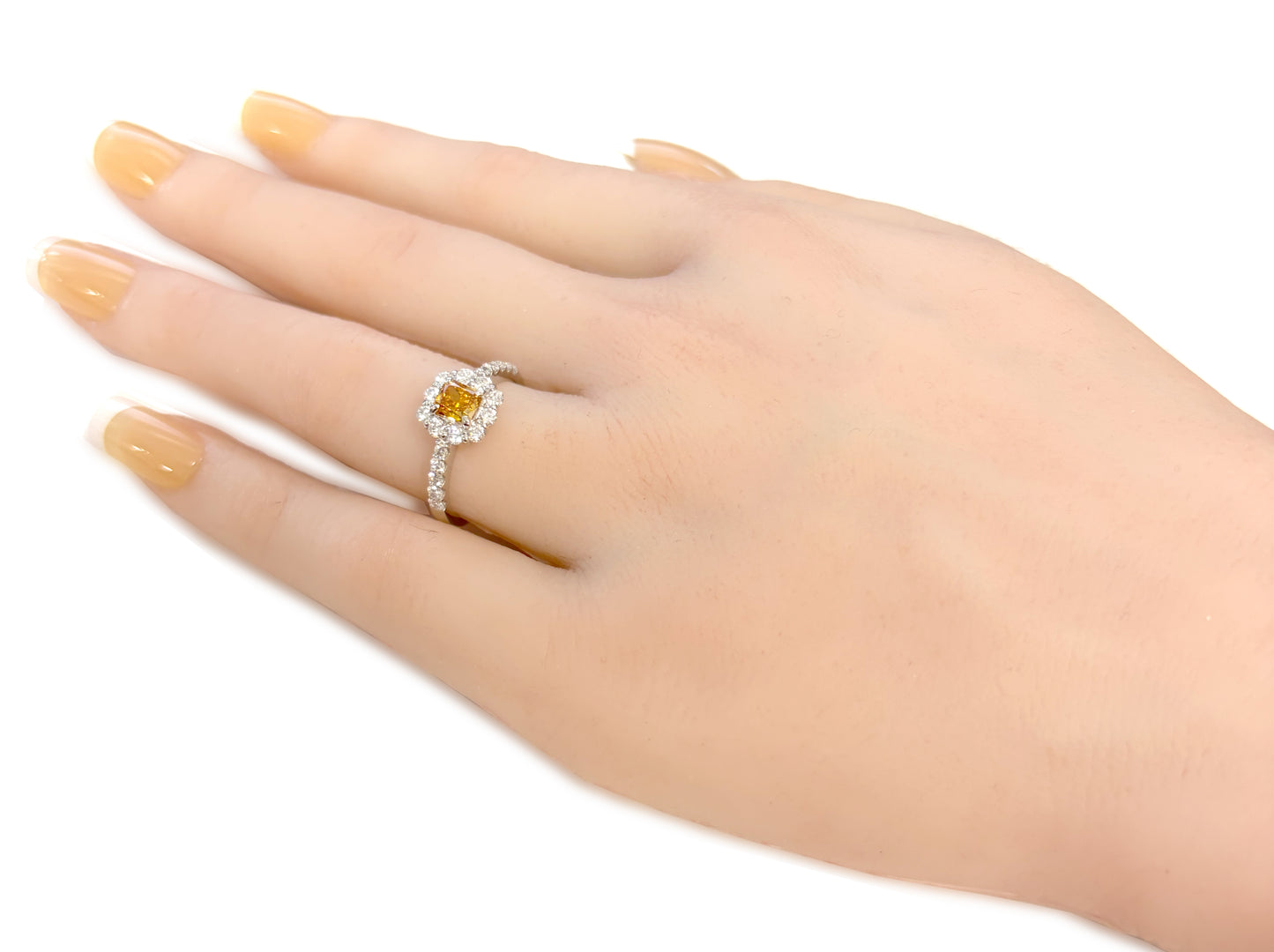 PT950 Radiant-cut Fancy Deep Yellow Orange Diamond Ring - 1.17ct