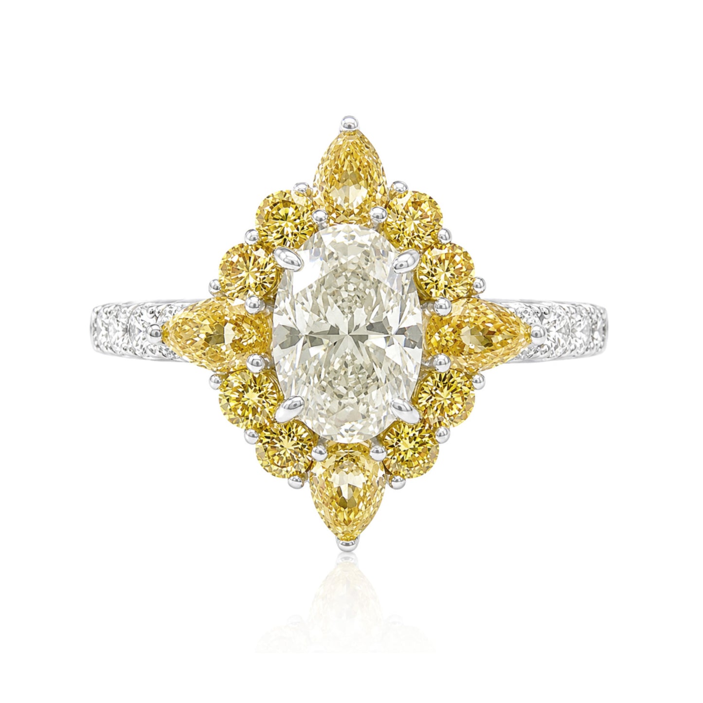 PT950 フェイントイエロー ダイヤモンドリング オーバルカット 1.866ct