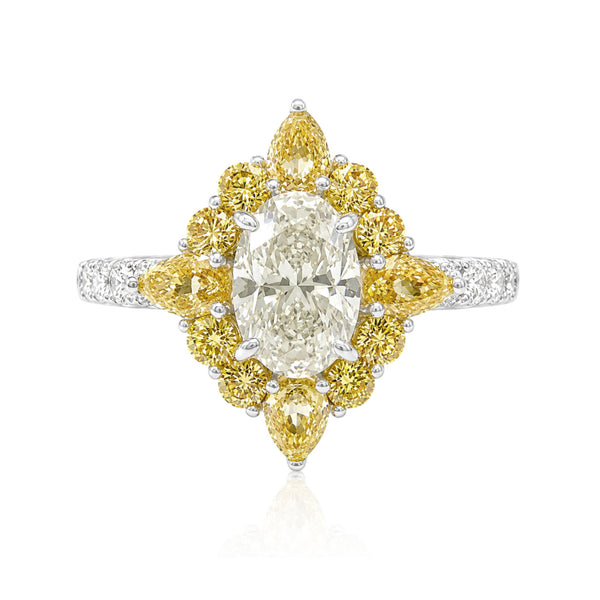 と*こ様 18金 ダイヤモンド1.151 Carat オーバルカットリング PT950 フェイントイエロー ダイヤモンドリング オーバルカット 1.866ct