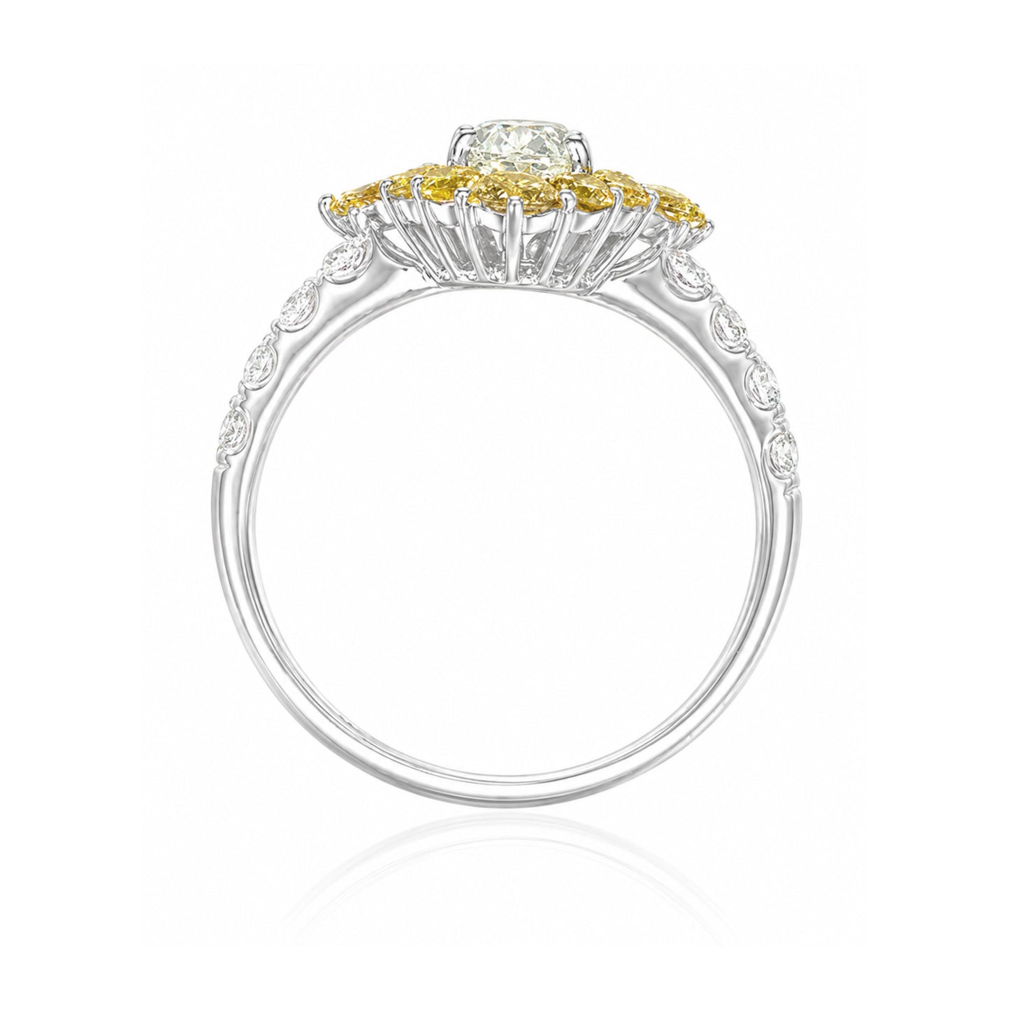 PT950 フェイントイエロー ダイヤモンドリング オーバルカット 1.866ct