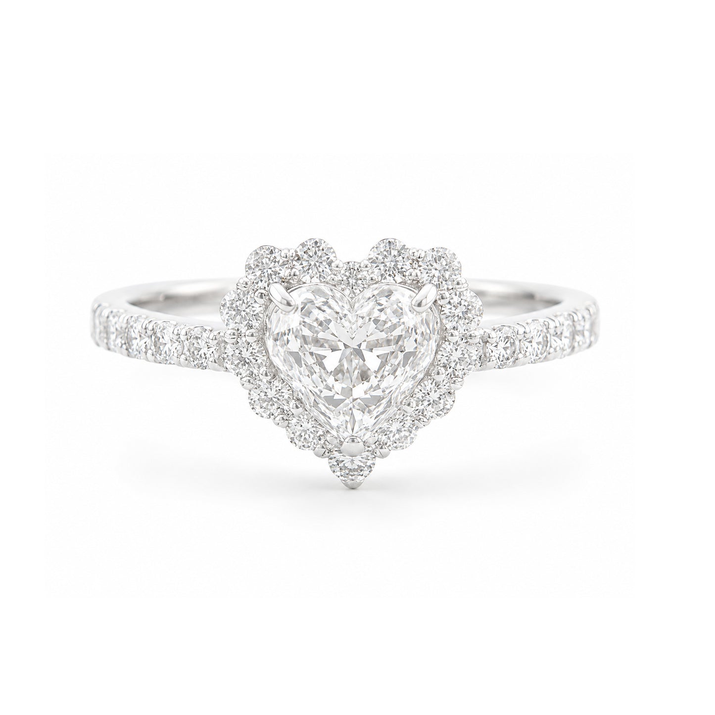 PT950 Near Colorless H Diamond Ring 1.182ct Heart-cut