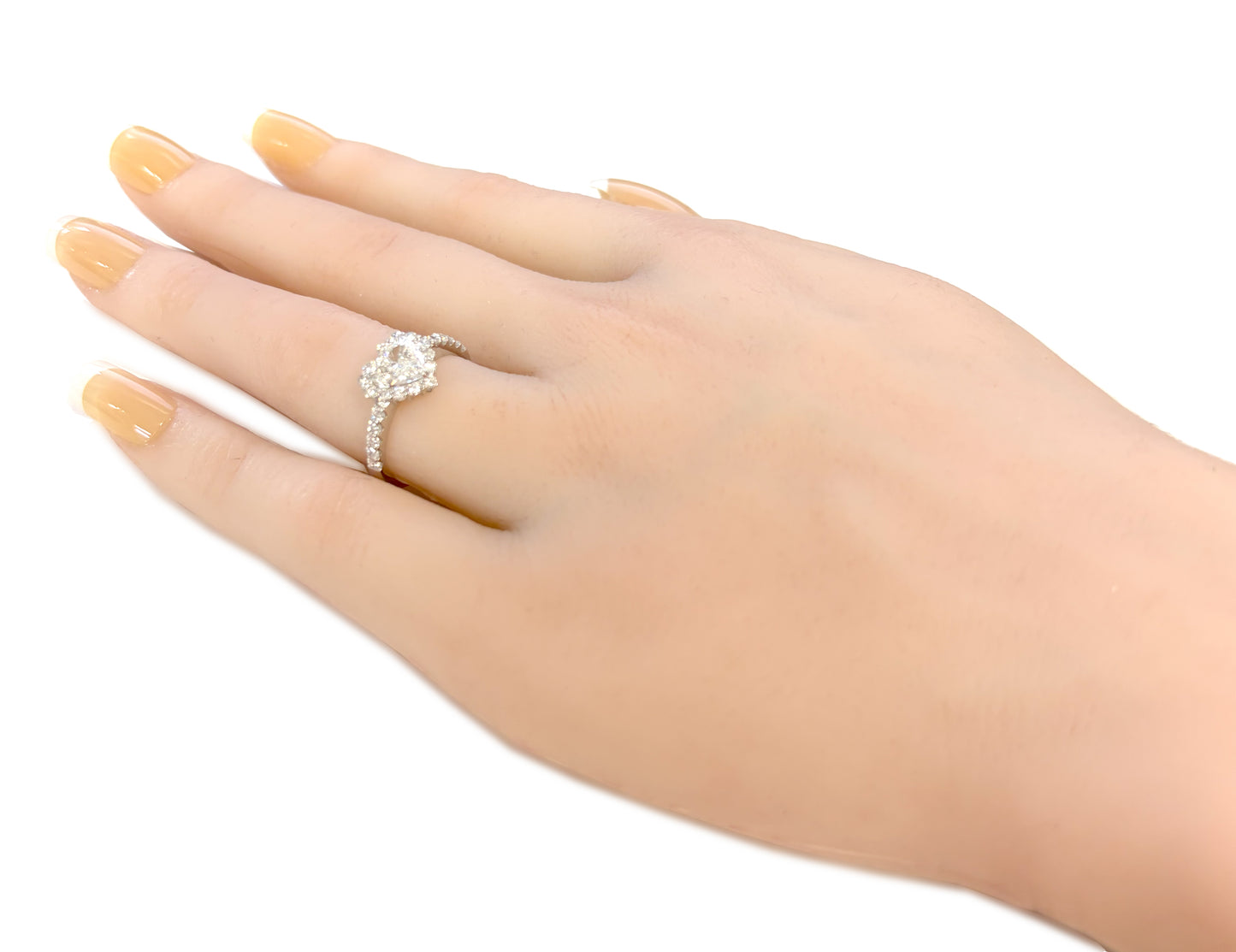 PT950 Near Colorless H Diamond Ring 1.182ct Heart-cut