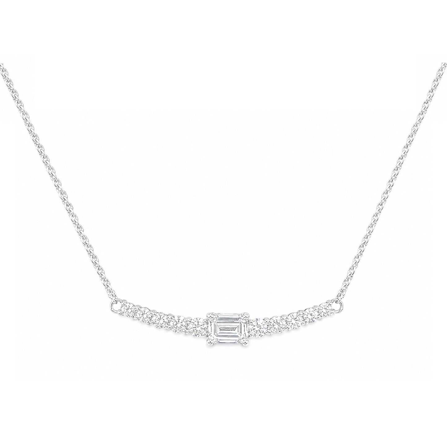 PT950/850 無色 エメラルドカットダイヤモンド ペンダント ネックレス - 0.51ct