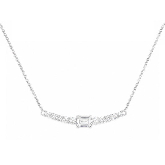 PT950/850 無色 エメラルドカットダイヤモンド ペンダント ネックレス - 0.51ct