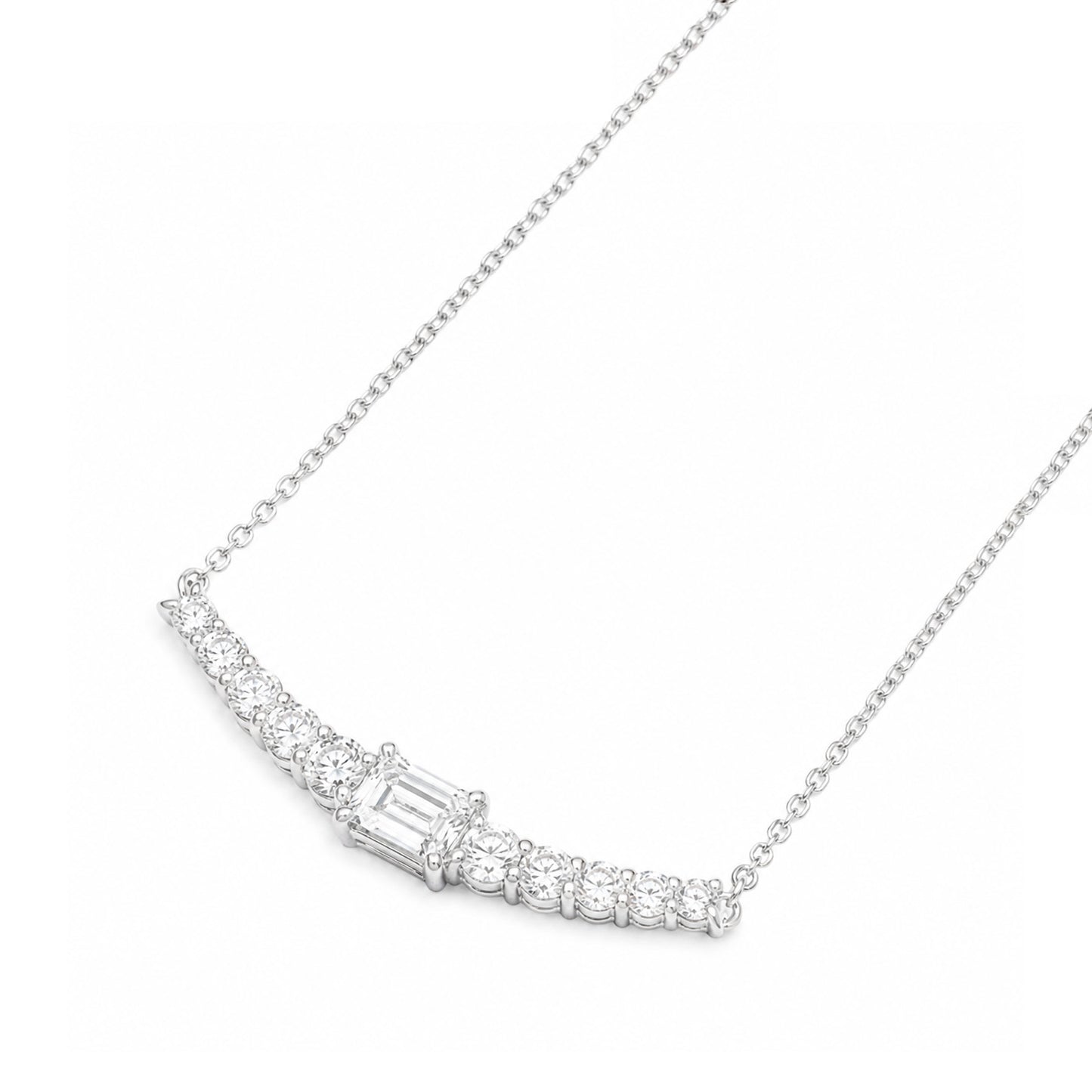 PT950/850 無色 エメラルドカットダイヤモンド ペンダント ネックレス - 0.51ct