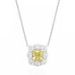 18K Cushion Fancy Intense Yellow Diamond Pendant Necklace - 1.25ct