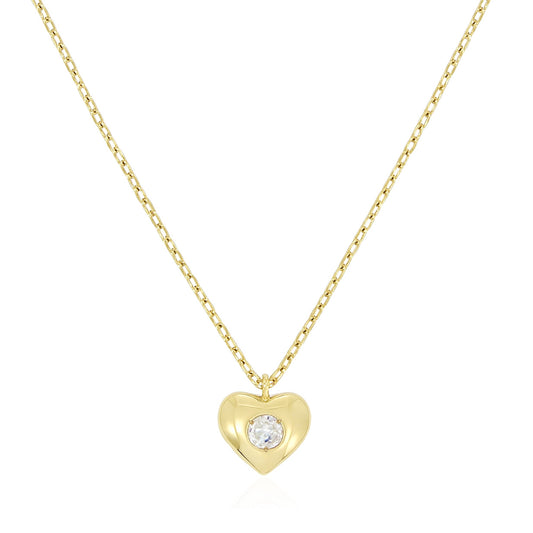 18KYG ダイヤ付きハートペンダントネックレス 0.08ct