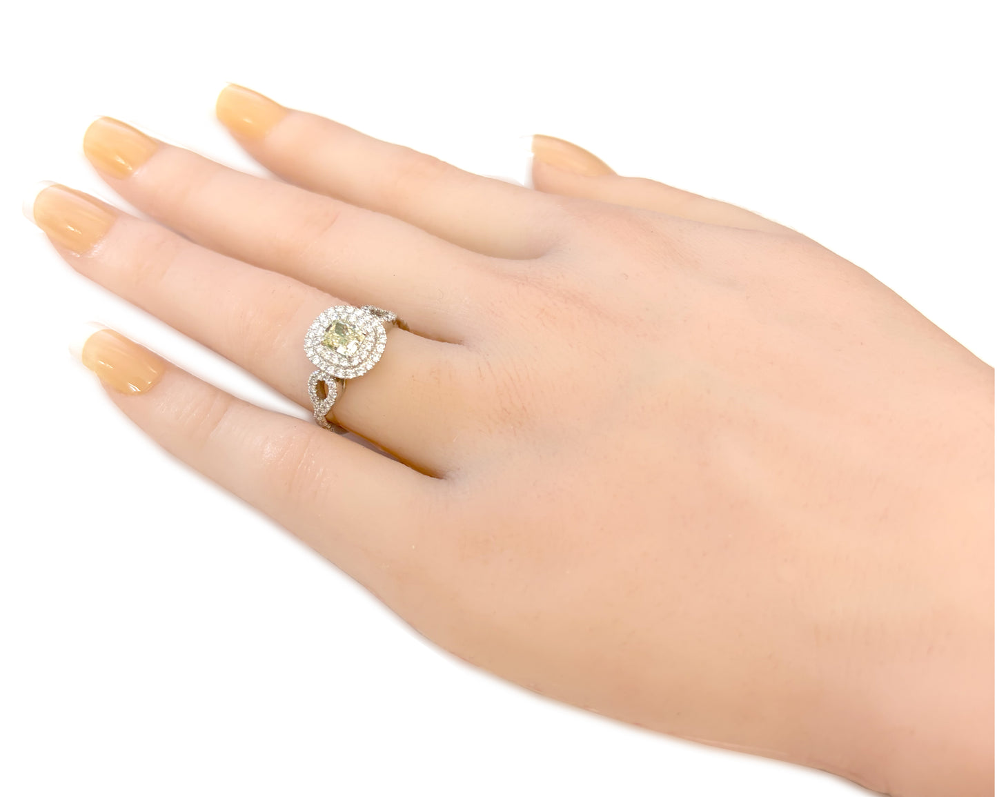   Mael Cushion Fancy Light Green Diamond Ring - 1.29ct