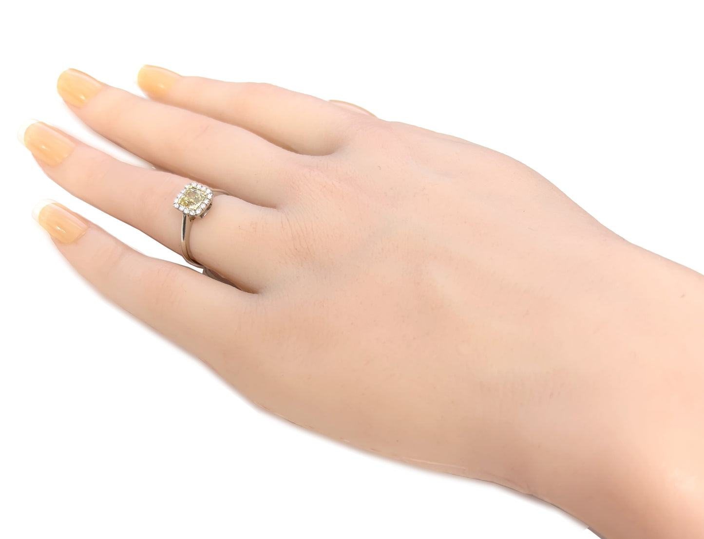 Mael Cushion Fancy Light Yellow Diamond Ring - 0.91ct