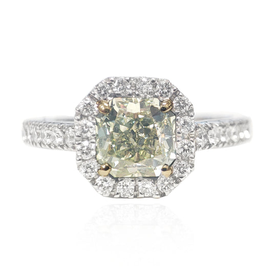 Mael Radiant Light Green Diamond Ring - 1.275ct