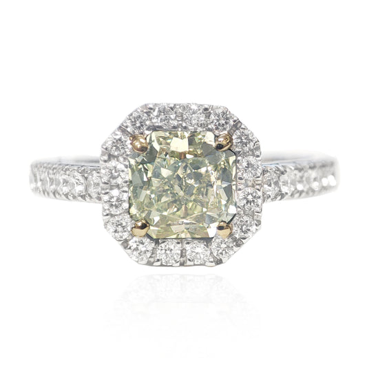 Mael Radiant Light Green Diamond Ring - 1.275ct