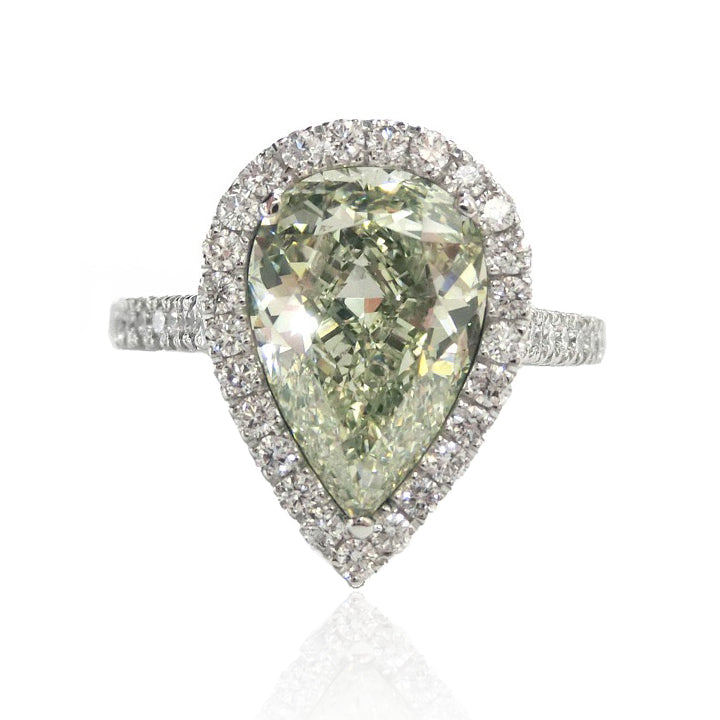 Mael Pear Light Green Diamond Ring - 3.86ct