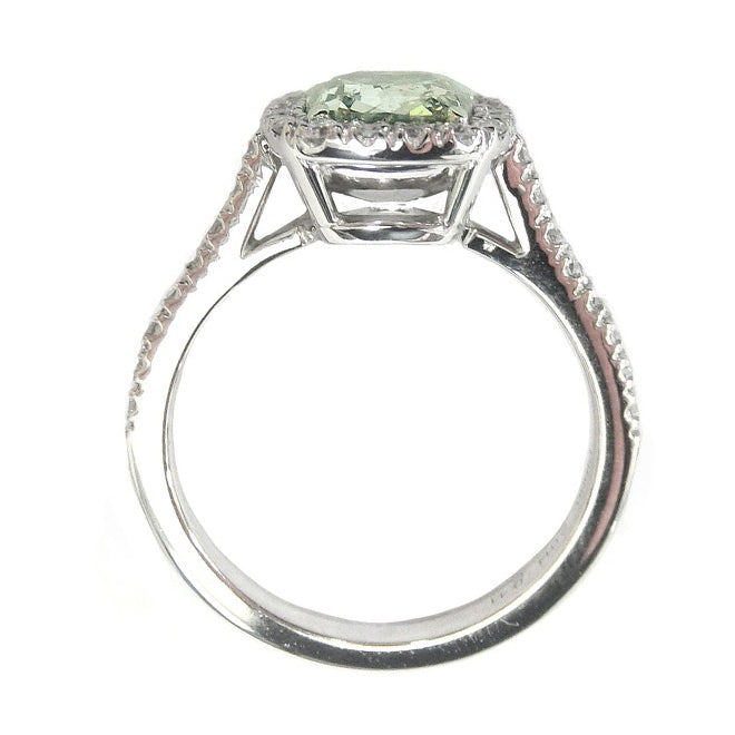 Mael Cushion Very Light Green Diamond Ring - 2.424ct