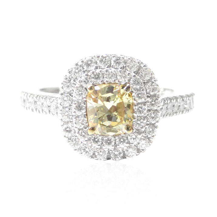 Mael Cushion Fancy Yellow Diamond Ring - 0.898ct