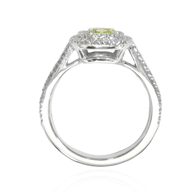 Mael Cushion Fancy Yellow Diamond Ring - 0.898ct