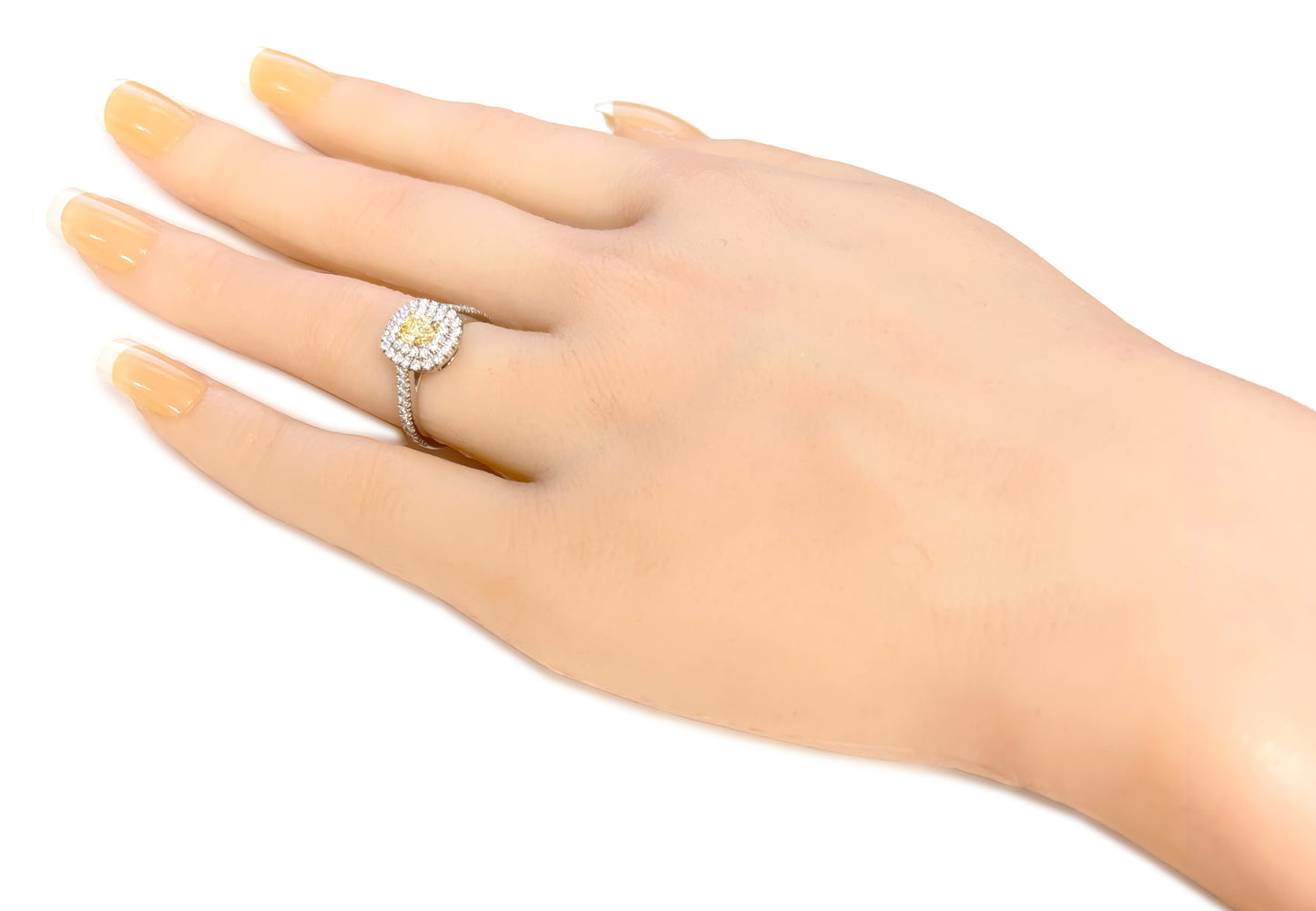 Mael Cushion Fancy Yellow Diamond Ring - 0.898ct