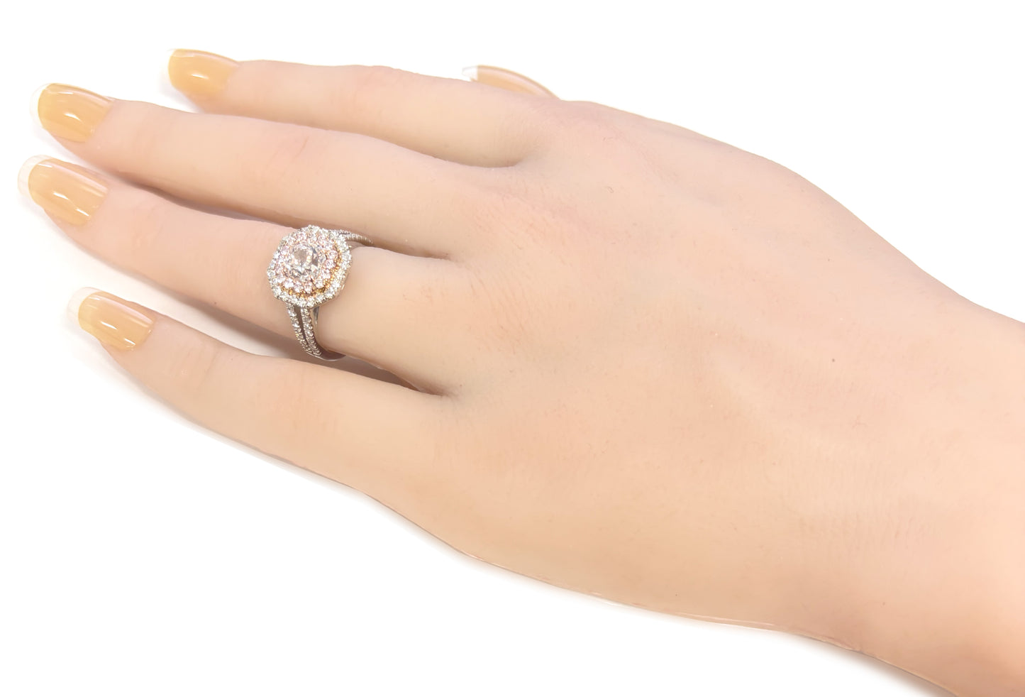 PT900/18K ピンクダイヤモンドリング Very Light Pink ラディアント 1.759ct