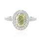 PT900 グリーンダイヤモンドリング 1.41ct Fancy Green Yellow SI1 オーバル