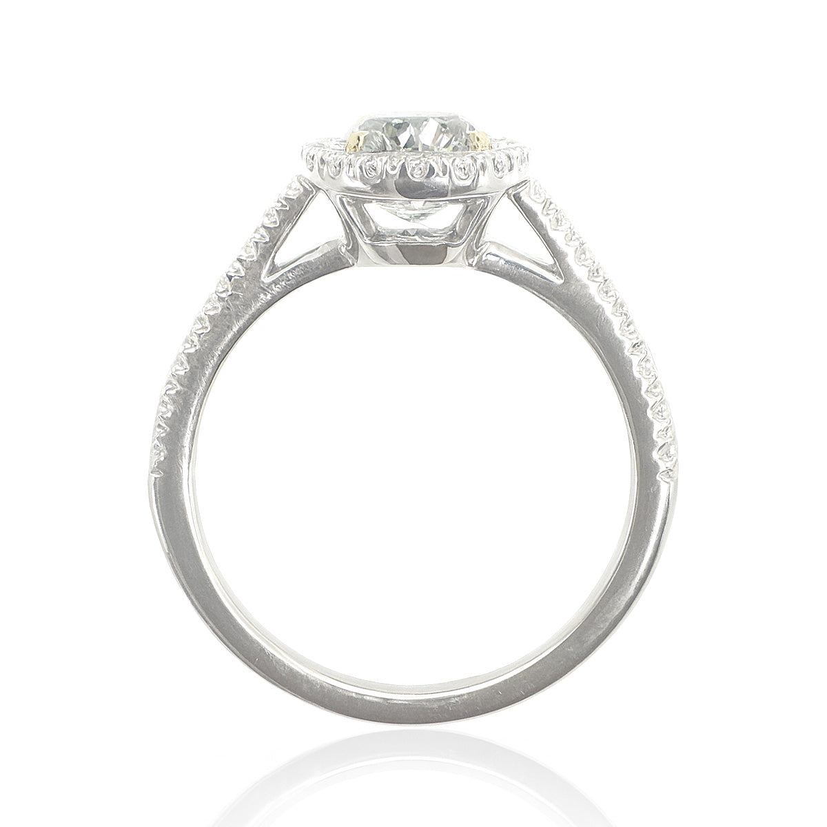 PT900 グリーンダイヤモンドリング 1.41ct Fancy Green Yellow SI1 オーバル