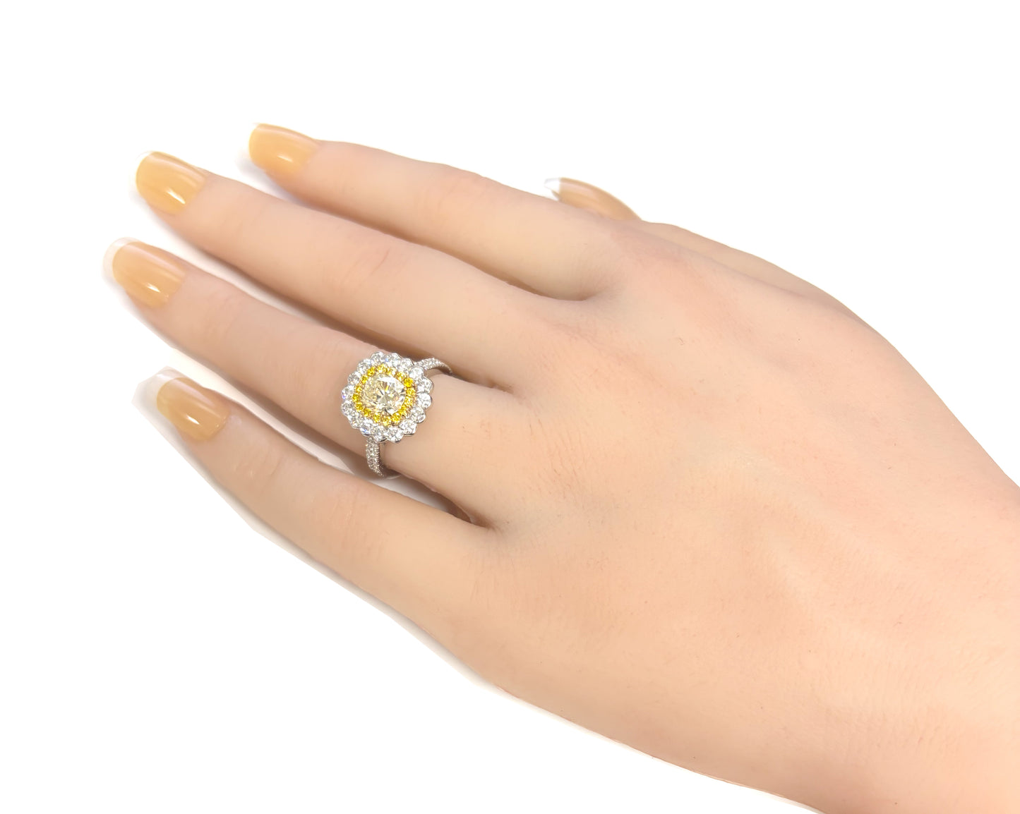 Mael Cushion Faint Yellow Diamond Ring - 2.109ct 